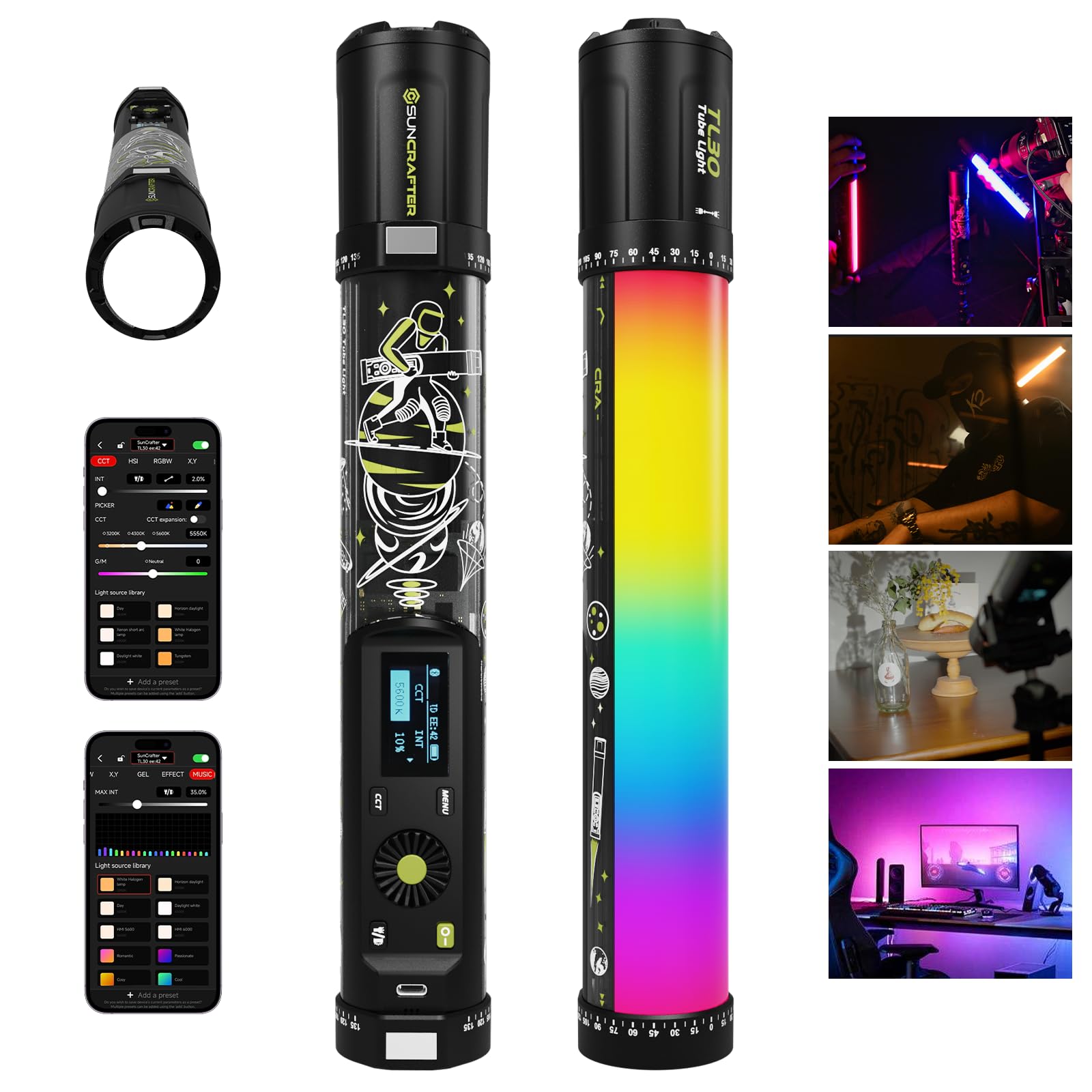 光芒 Amazon.com : SUNCRAFTER TL30 RGB Light Tube, RGBWW 360° Adjustable